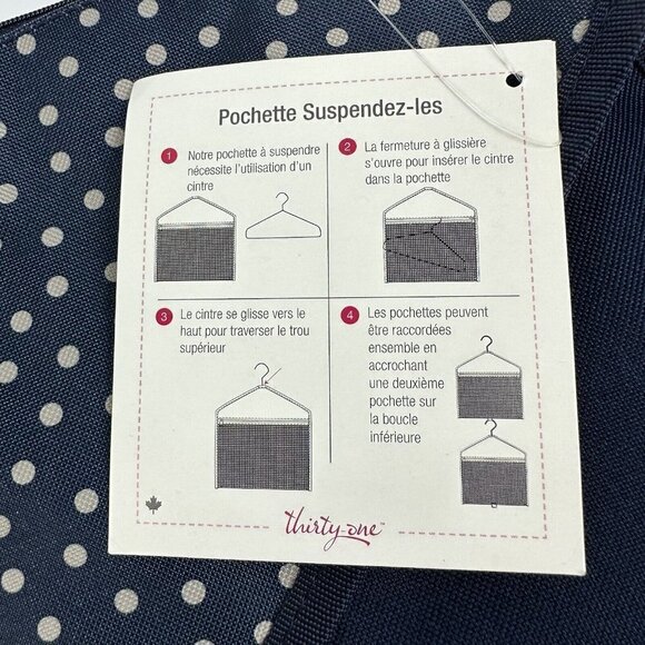 Thirty One 31 Hang It Up Pocket Navy Dot Football Brand New - Picture 10 of 10